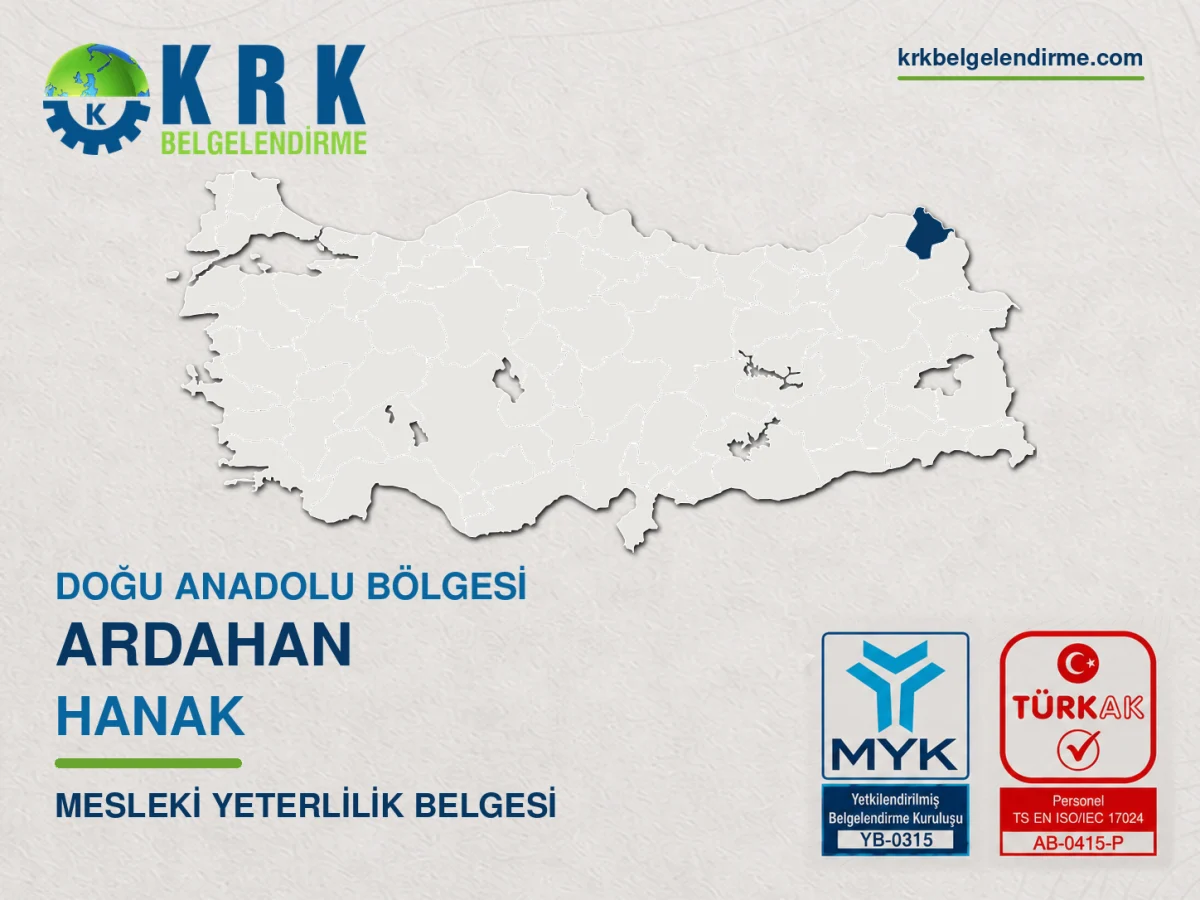 Ardahan Hanak Mesleki Yeterlilik Belgesi