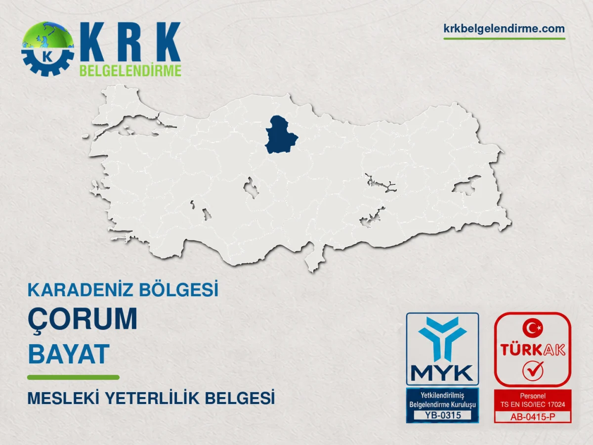 Çorum Bayat Mesleki Yeterlilik Belgesi