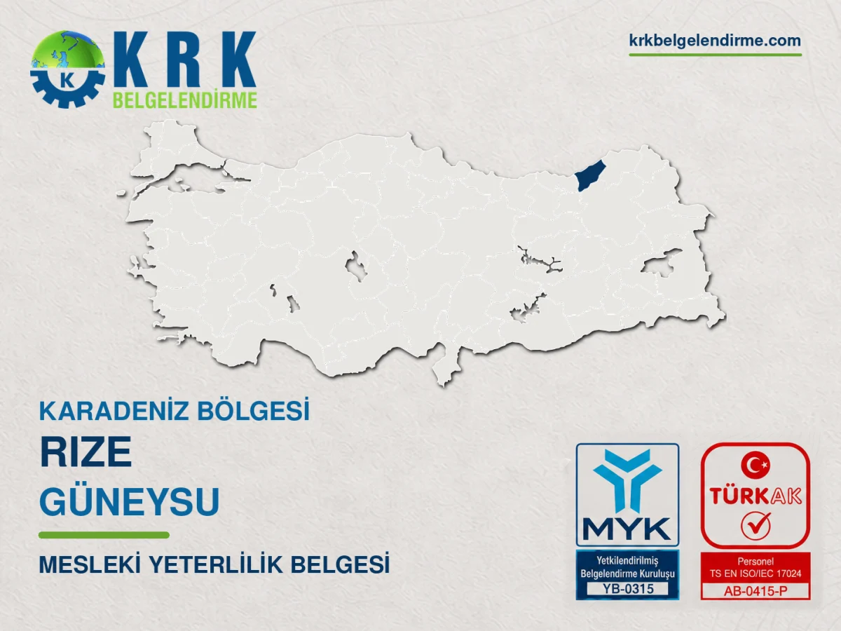 Rize Güneysu Mesleki Yeterlilik Belgesi