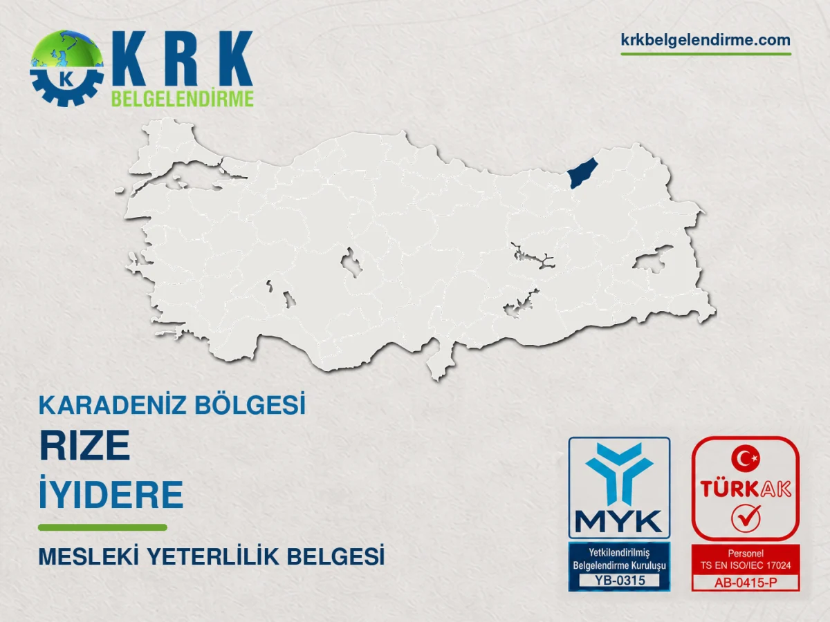 Rize İyidere Mesleki Yeterlilik Belgesi