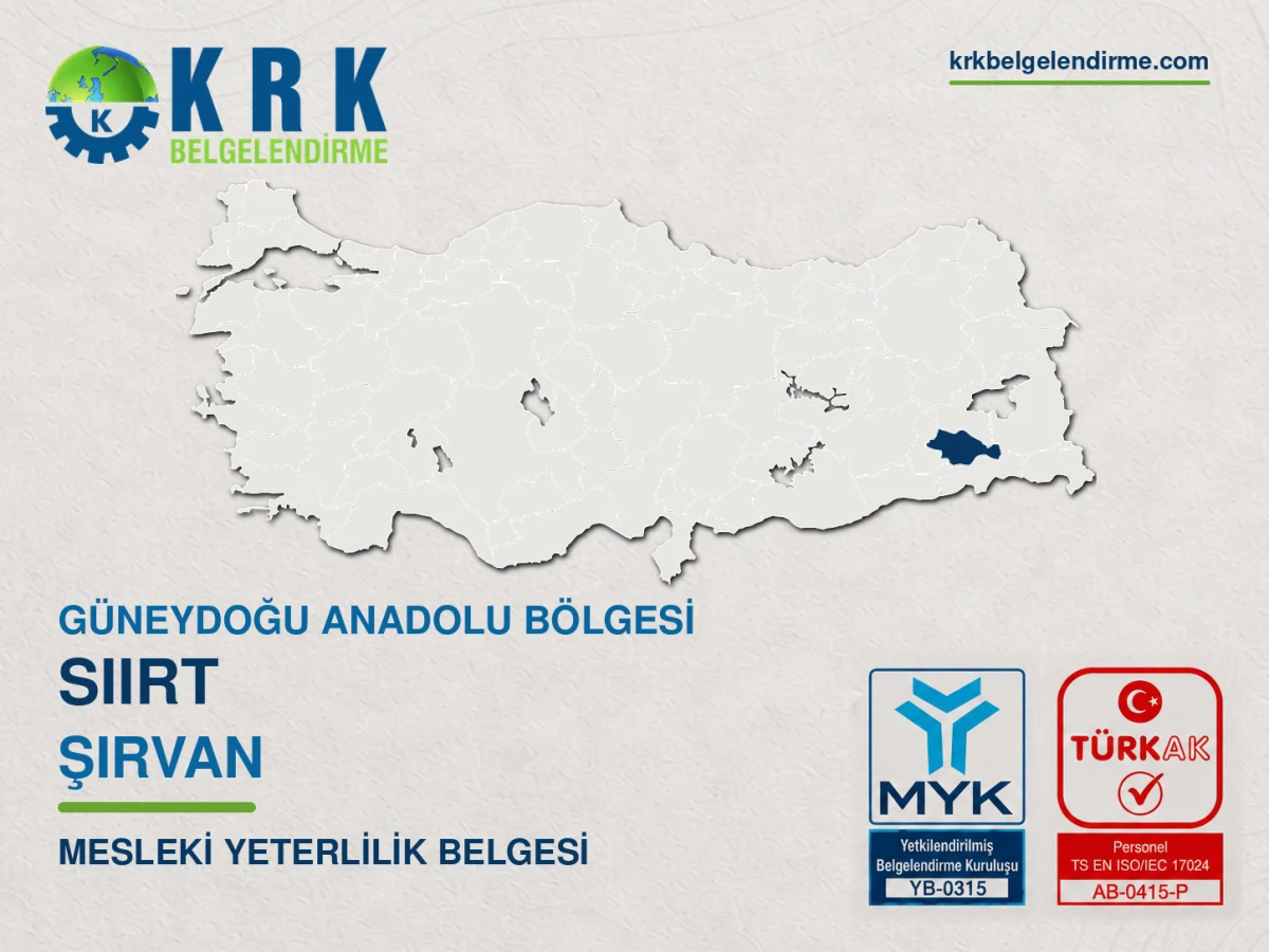 Siirt Şirvan Mesleki Yeterlilik Belgesi